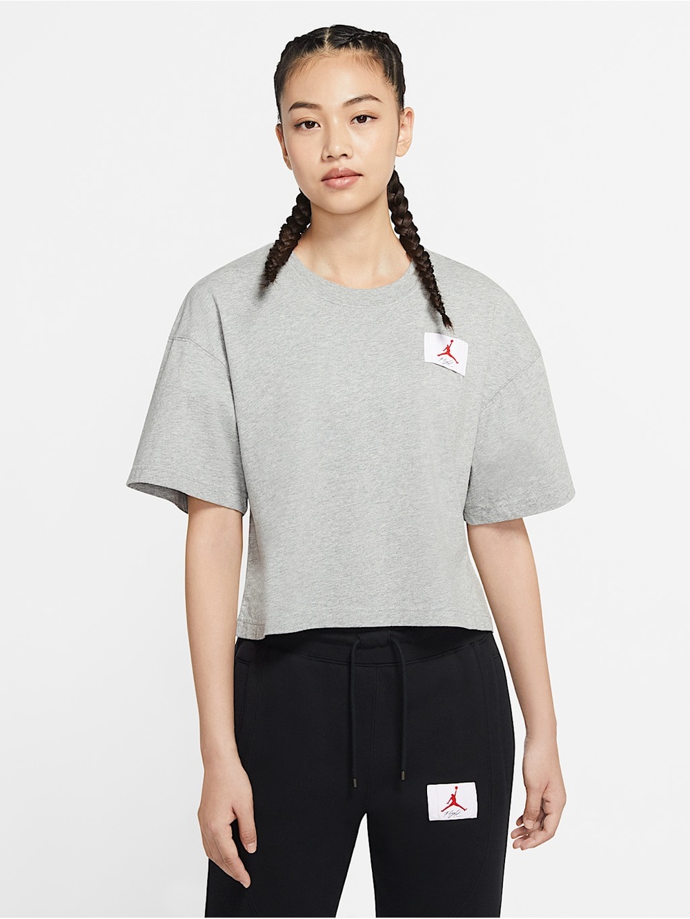 Nike Jordan Women's Essential Flight Boxy Crop T-Shirt Gray S